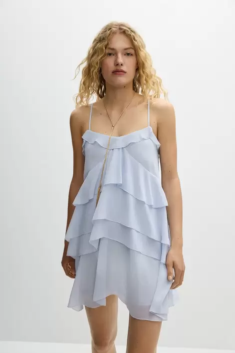 Oferta de Vestido corto volantes por 19,99€ en Lefties