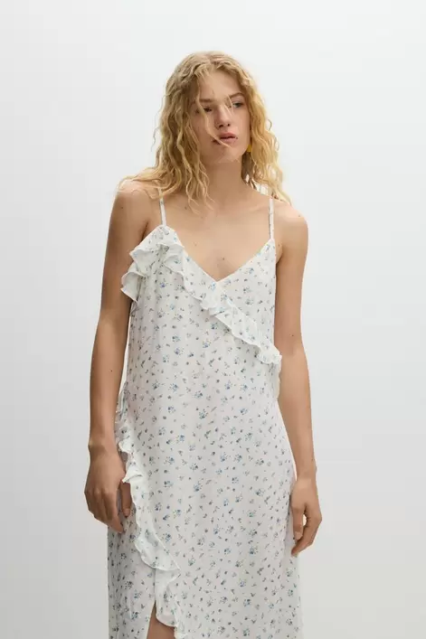 Oferta de Vestido asimétrico volantes por 25,99€ en Lefties