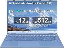 Oferta de Ordenador Portátil 16 Pulgadas Intel N5095 Up to 2.9Ghz, Portátil Win 11 con 5G WiFi 12+512GB SSD Expansión 1TB, BT 4.2 Mi... por 358€ en Amazon