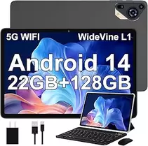 Oferta de Tablet 10 Pulgadas Android 14 con 22 GB RAM + 128 GB ROM (Ampliable a 1TB), Widevine L1 Tablets, 5G Wi-Fi, GPS, 8000 mAh, ... por 90€ en Amazon