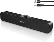 Oferta de HEANTTV Altavoces PC USB, Mini Barra de Sonido 2.0 USB Alimentado con 2 Diafragmas, Potente Estéreo, 3,5mm Jack, Control d... por 19€ en Amazon