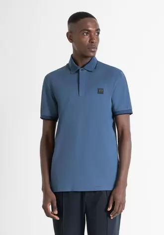 Oferta de Polo Regular Fit De Piqué De Algodón Azul Y Con Logotipo por 59€ en Antony Morato