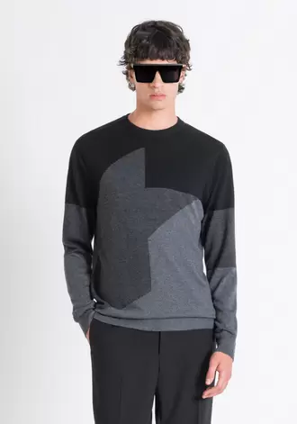 Oferta de Suéter Regular Fit De Mezcla De Lana Merina Con Motivo Abstracto por 44,5€ en Antony Morato