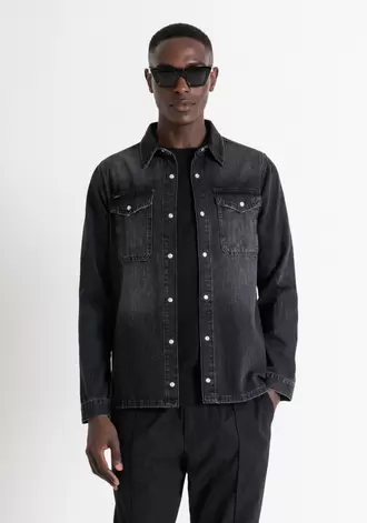 Oferta de Camisa Regular Fit En  Denim Negro por 49,5€ en Antony Morato