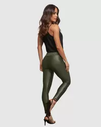 Oferta de Leather Look Zip-Front Sculpting Legging por 41€ en Leonisa