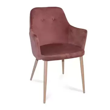 Oferta de SILLÓN GUNNAR TERCIOPELO ROSA PATAS COLOR NATURAL por 95€ en Lúzete