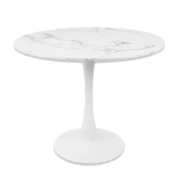 Oferta de MESA DE COMEDOR REDONDA EFECTO MÁRMOL BLANCO Ø90 CM SAN ANTONI por 179€ en Lúzete