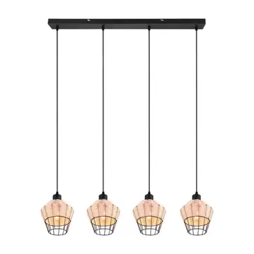 Oferta de LÁMPARA DE TECHO 4 LUCES RATTAN NATURAL GALADRIEL por 177€ en Lúzete