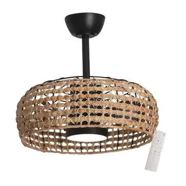 Oferta de VENTILADOR DE TECHO LED 18W 3000-6000K PANTALLA RATÁN OSCURO WAIKIKI por 199€ en Lúzete
