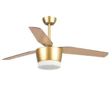 Oferta de VENTILADOR DE TECHO LED KAWAI 18W ORO NEGRO/HAYA por 159€ en Lúzete
