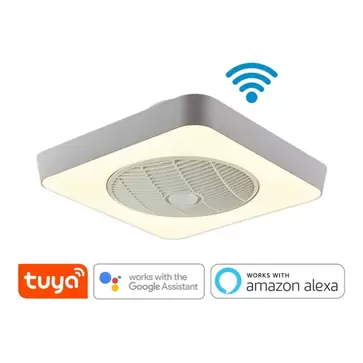 Oferta de PLAFÓN VENTILADOR LED 40 W REGULABLE WI FI PLATA TULIPAN por 69€ en Lúzete