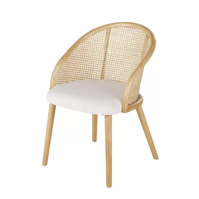 Oferta de Fauteuil de table écru et cannage en rotin por 159€ en Maisons du Monde