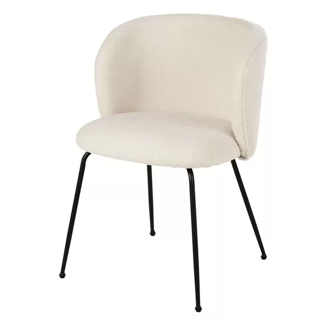 Oferta de Chaise à bouclettes écrues et acier noir por 99,99€ en Maisons du Monde