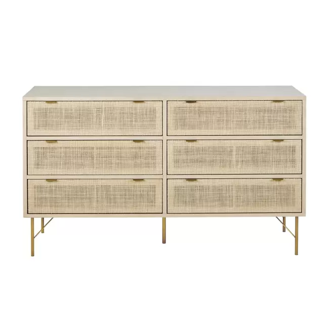 Oferta de Commode double 6 tiroirs cannage en rotin por 499€ en Maisons du Monde