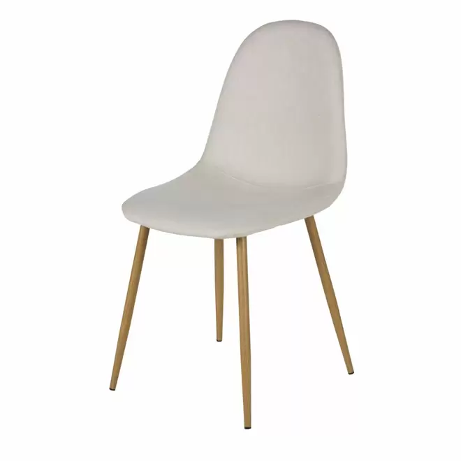 Oferta de Chaise en tissu recyclé beige et pieds en acier imitation chêne por 45,99€ en Maisons du Monde