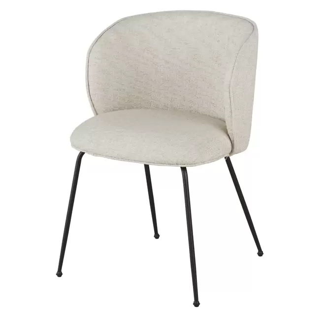 Oferta de Chaise en polyester recyclé et lin beige et pieds en acier noir por 99,99€ en Maisons du Monde