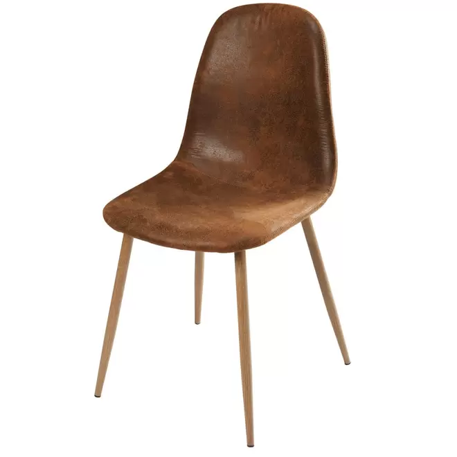 Oferta de Chaise style scandinave en microsuède marron vieilli por 59,99€ en Maisons du Monde