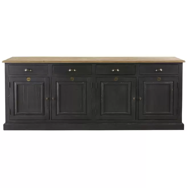 Oferta de Buffet 4 portes 4 tiroirs en bois de pin recyclé gris anthracite por 1199€ en Maisons du Monde