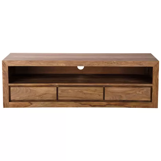 Oferta de Meuble TV 3 tiroirs en bois de sheesham massif et acacia por 589€ en Maisons du Monde