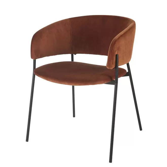 Oferta de Fauteuil de table en velours orange écureuil por 119€ en Maisons du Monde