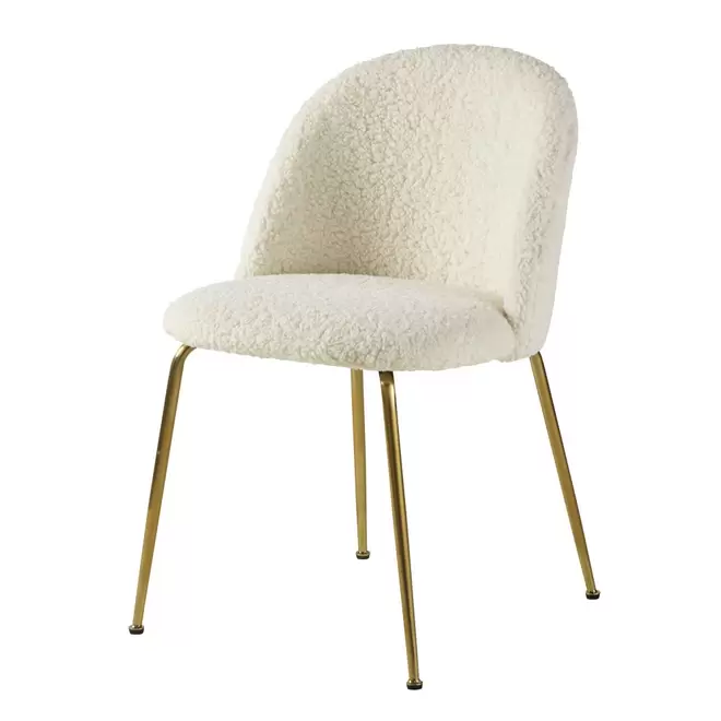 Oferta de Chaise bouclettes blanches et acier chromé doré por 99,99€ en Maisons du Monde