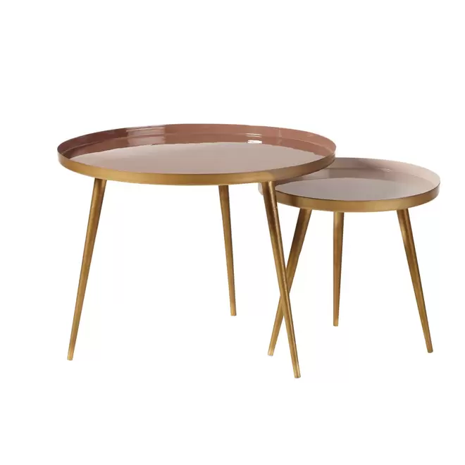 Oferta de Tables gigognes en métal beige rosé et doré por 149€ en Maisons du Monde