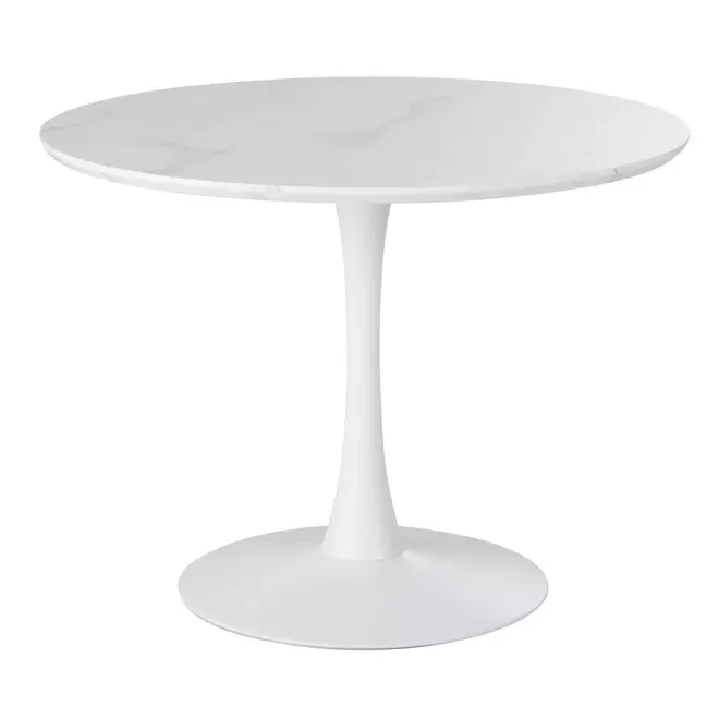 Oferta de Table à manger effet marbre et métal blanc 4/5 personnes D100 por 199€ en Maisons du Monde