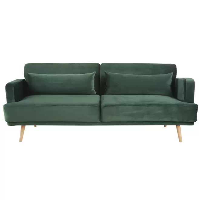 Oferta de Canapé clic-clac 3 places en velours vert por 399€ en Maisons du Monde