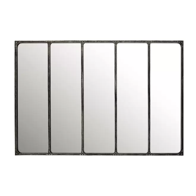 Oferta de Grand miroir verrière rectangulaire industriel en métal 180x124 por 299€ en Maisons du Monde