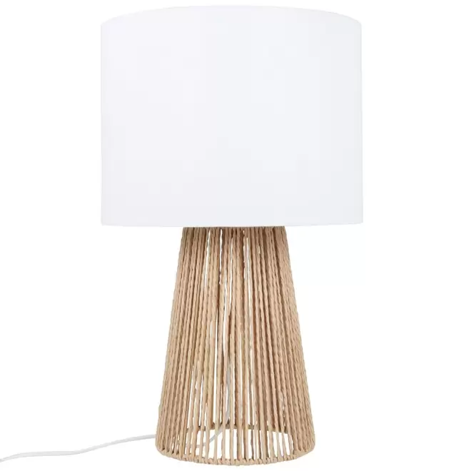 Oferta de Lampe en rotin et abat-jour blanc por 36,99€ en Maisons du Monde