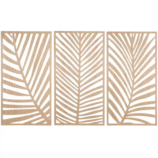 Oferta de Tryptique décoration murale feuilles en bois 105x65 por 69,99€ en Maisons du Monde