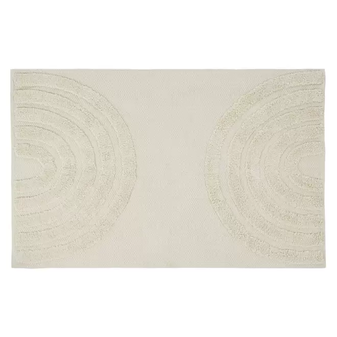 Oferta de Tapis en coton bio tissé écru motifs graphiques tuftés 140x200 por 89,99€ en Maisons du Monde