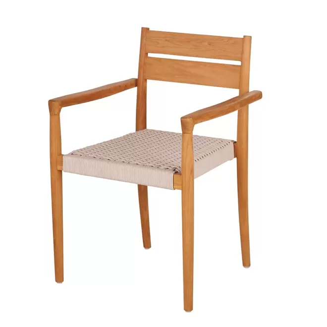 Oferta de Fauteuil à dîner de jardin en bois de teck et code beige por 199€ en Maisons du Monde