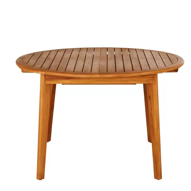 Oferta de Table de jardin ronde extensible en bois de teck 4/6 personnes L120/170 por 499€ en Maisons du Monde