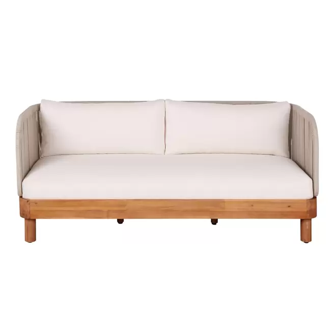 Oferta de Canapé de jardin 2/3 places en bois de teck et corde beige por 1299€ en Maisons du Monde