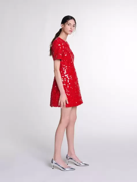 Oferta de Vestido corto lentejuelas flores por 396€ en Maje
