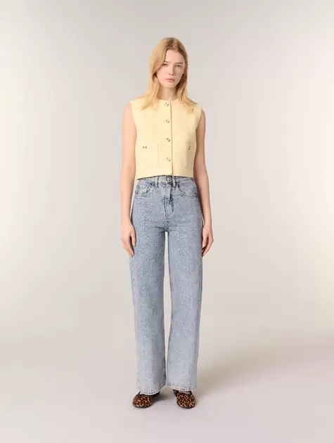 Oferta de Vaquero ancho con brillantes por 204€ en Maje