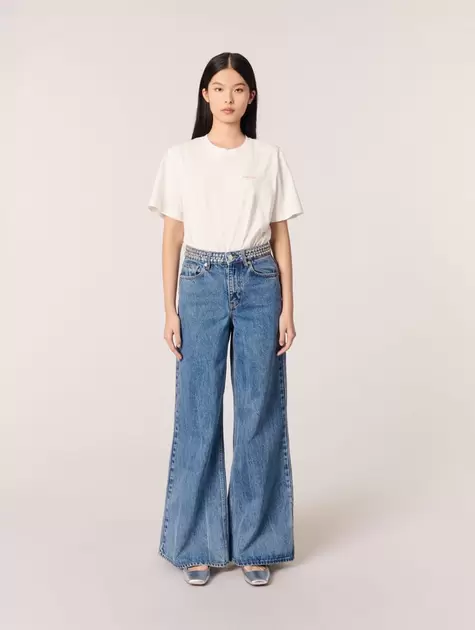 Oferta de Jeans flare con cintura de clavos por 171,5€ en Maje