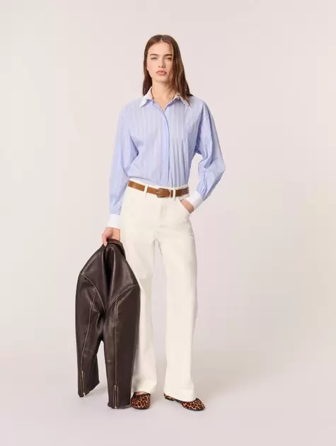 Oferta de Camisa de rayas y cuello con cuentas por 180€ en Maje