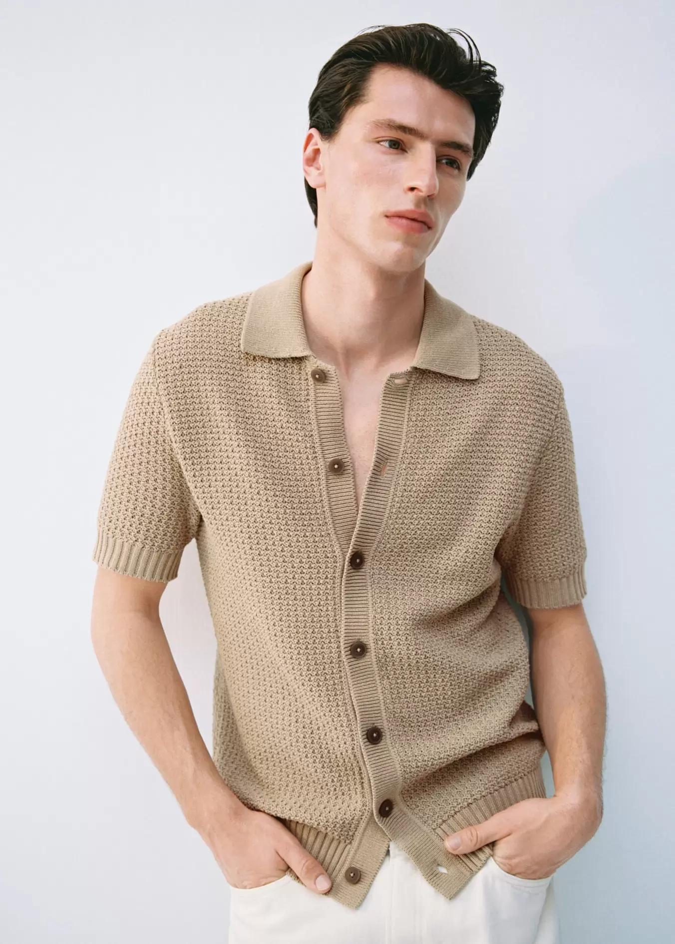 Oferta de Camisa punto algodón por 39,99€ en MANGO