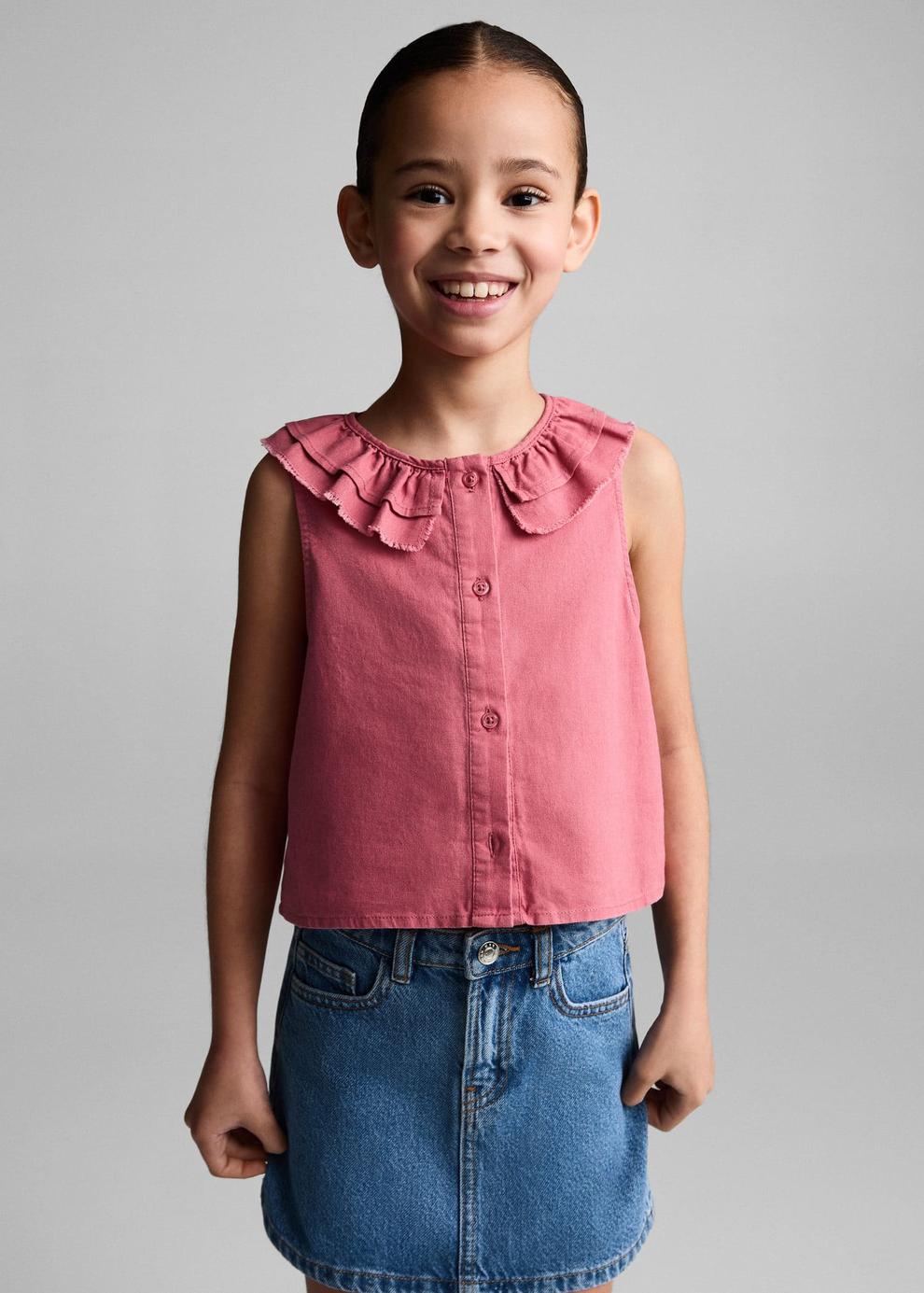 Oferta de Blusa lino botones por 17,99€ en MANGO Kids