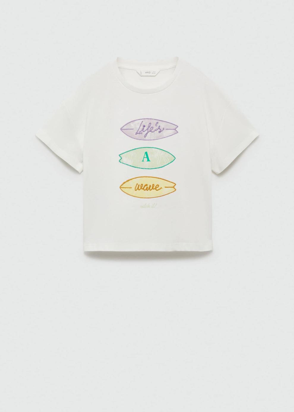 Oferta de Camiseta detalles bordados por 10,99€ en MANGO Kids