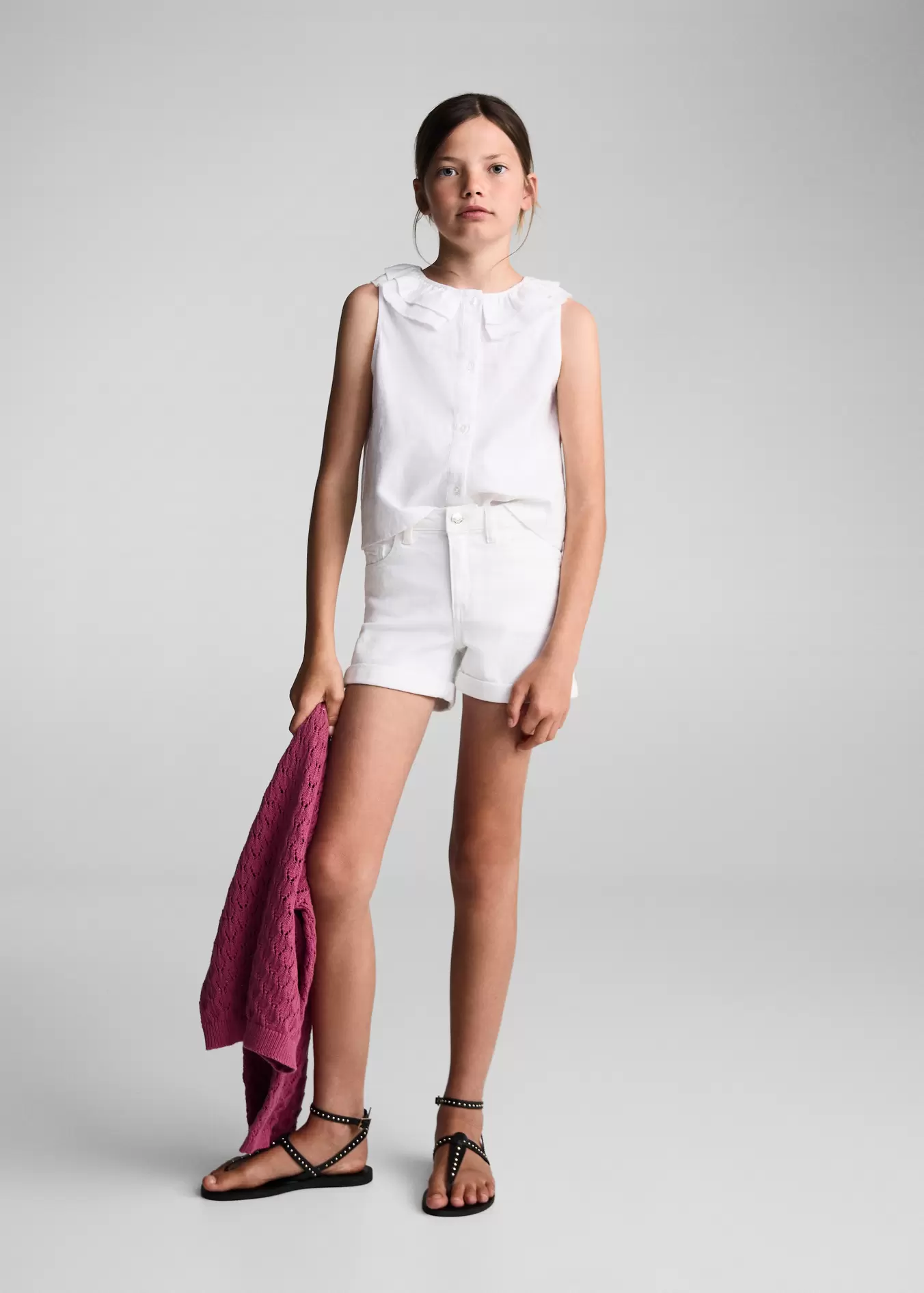 Oferta de Short denim bajo vuelto por 15,99€ en MANGO Kids