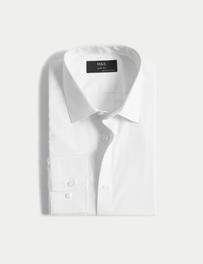 Oferta de Camisa de corte ajustado de planchado fácil con algodón por 26€ en Marks & Spencer