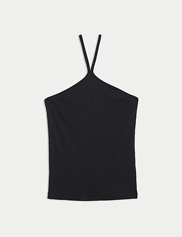 Oferta de Camiseta 100% algodón con cuello Halter por 11€ en Marks & Spencer