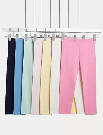 Oferta de Pack de 7 leggings de algodón (2-8 años) por 40€ en Marks & Spencer