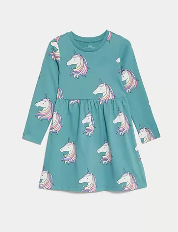 Oferta de Vestido 100% algodón de unicornios (2-8 años) por 14€ en Marks & Spencer