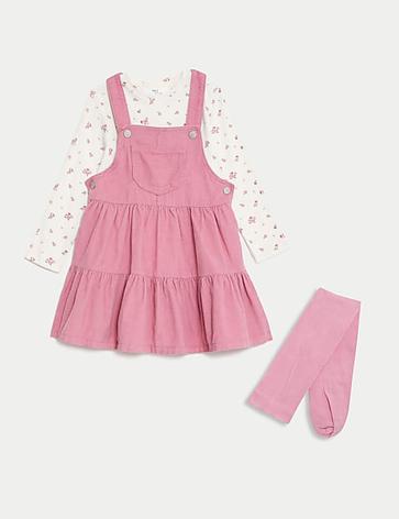 Oferta de Conjunto de pichi de pana, top y medias (2-8 años) por 37€ en Marks & Spencer