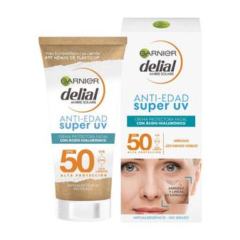 Oferta de Crema solar facial antiedad reduce arrugas y líneas de expresión con ácido hialurónico 50 ml por 8,95€ en Marvimundo