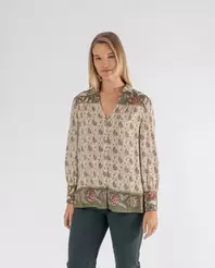 Oferta de BLUSA CENEFA POSICIONAL Y ENTREDOS CRUDO por 37,99€ en October